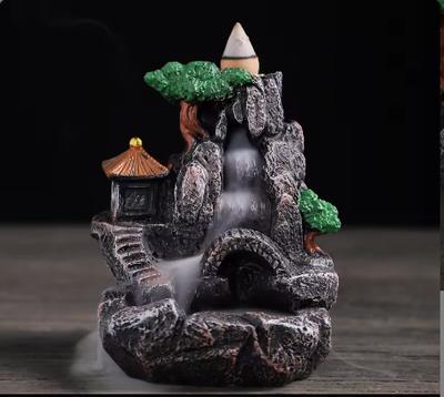 Unique Gift Resin Mountain Censer Backflow Incense Burner Waterfall Fountain Ceramic Holder Gift Cones Incense Home Decor Craft