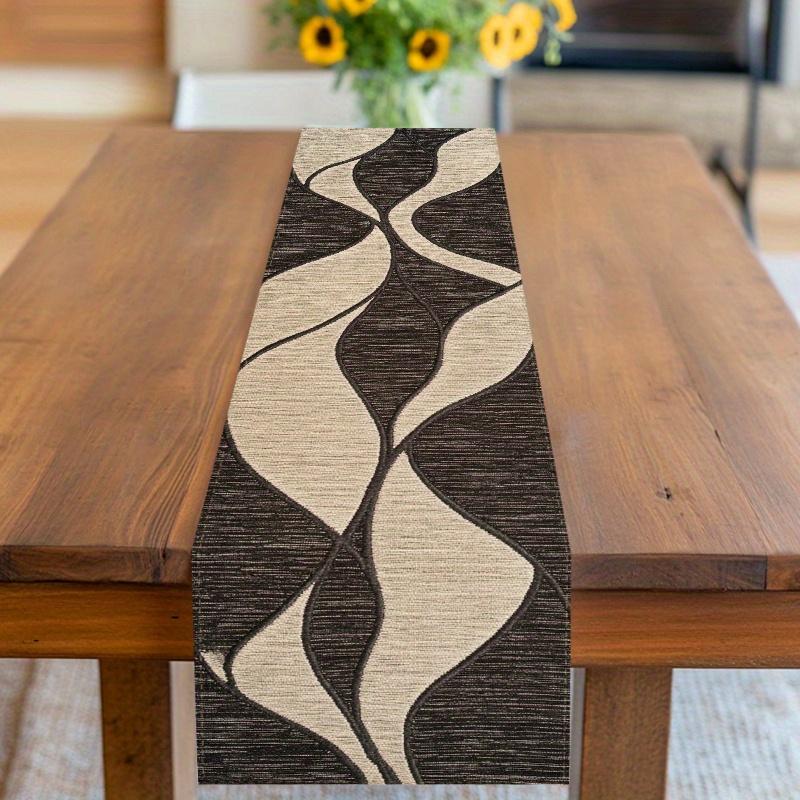 Modern Abstract Curved Pattern Table Runner, Minimalist Stylish Table Decor 40x140cm