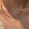 Mariasz Minimalist Snake Lariat Double Chain Necklace Bohemian Gold Color Collarbone Stainless Steel Choker Jewelry for Women