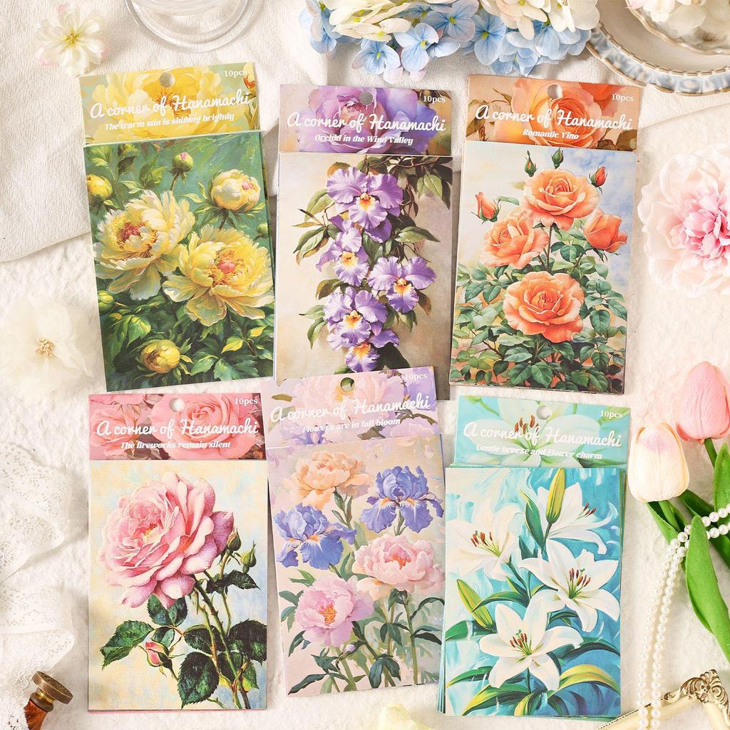Dark Phantom Ichigu Hanamachi Series: Letterpress Embossed Paper Journal Decorations - Set of 6 Types