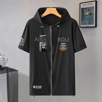 Large Size Ice Silk T Shirt Men Big Hort Sleeve Tee Summer Quick Dry Hood Shirt Plus Size Thin T-shirt Male