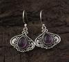 Solid 925 Sterling Silver Amethyst Gemstone Boho Designer Birthstone Gift Earrings Women Dangle Earring