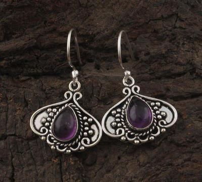 Solid 925 Sterling Silver Amethyst Gemstone Boho Designer Birthstone Gift Earrings Women Dangle Earring