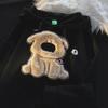 Women's Autumn Casual Furry Puppy Embroidered Pullover Hoodie - Loose Fit, Long Sleeve, Couple's Style