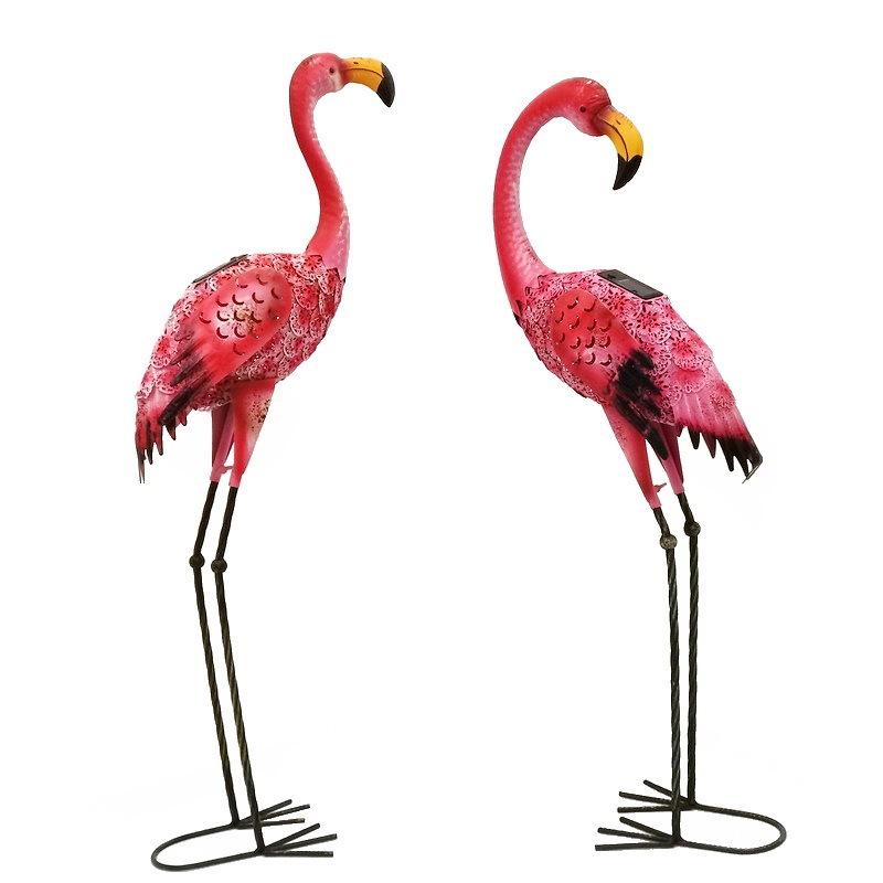Solar-Powered Wrought Iron Flamingo Garden Ornament
