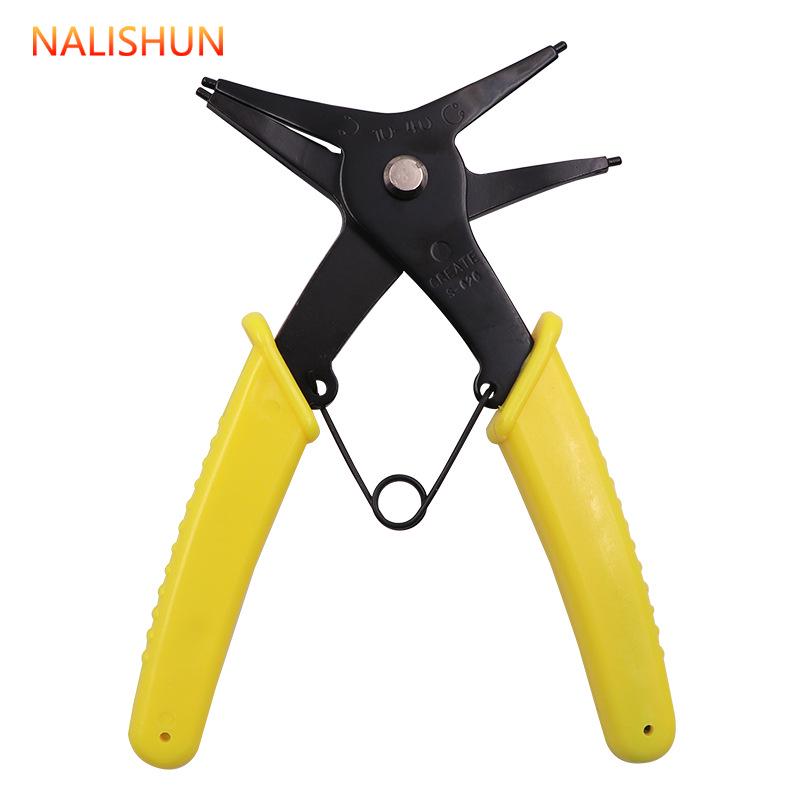 Dual-Purpose Snap Ring Pliers: Internal/External Retaining & Curved Door Shaft Pliers