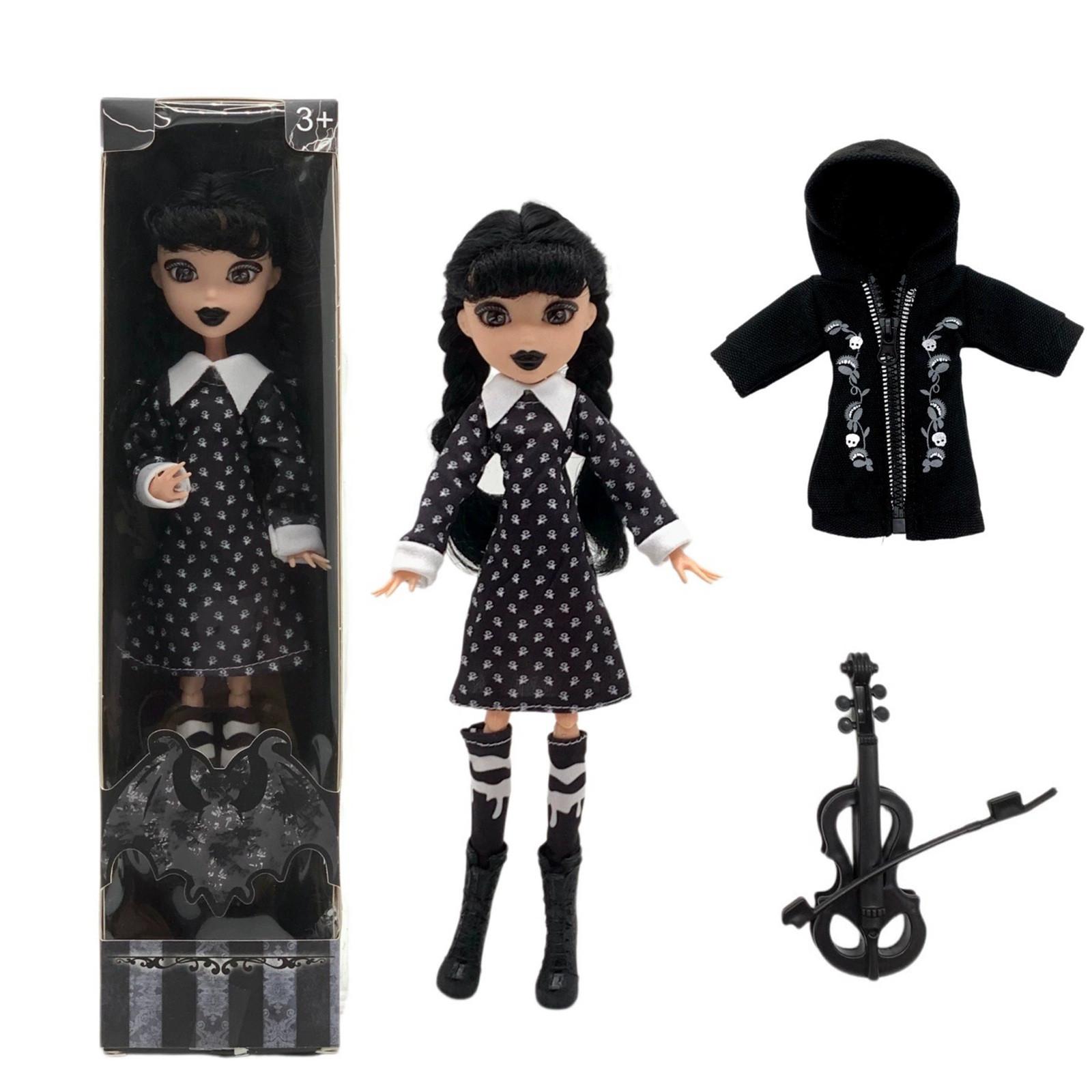 

11,5-дюймовая кукла с подарочной коробкой, черное платье, каблуки и волосы, идеальная игрушка в подарок для девочек и фанатов One Size