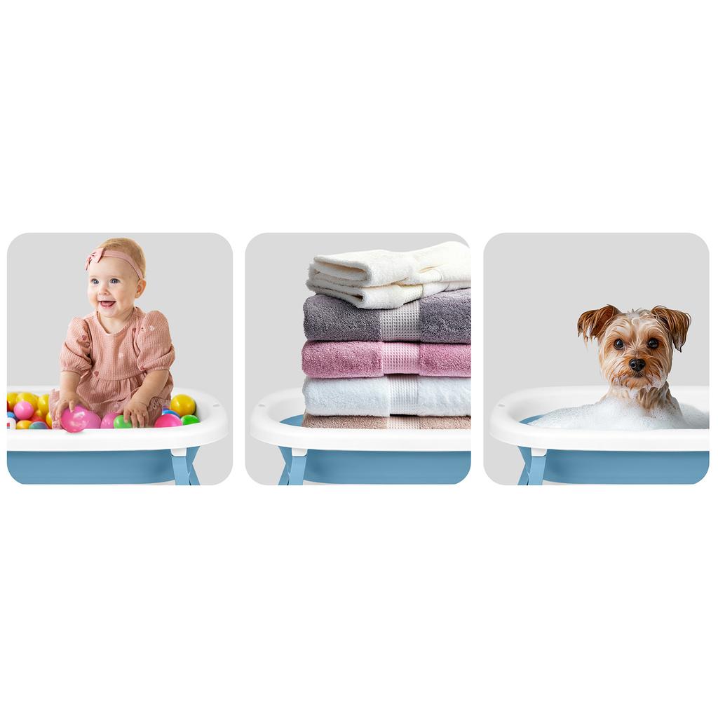 Folding Bathtub For Children, Infants With Thermometer And Insert Rk-287 White And Blue