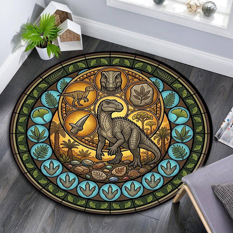 Prehistoric Fossil Garden Round Area Rug Under Office Chairs Bedroom Living Room Home Decor
