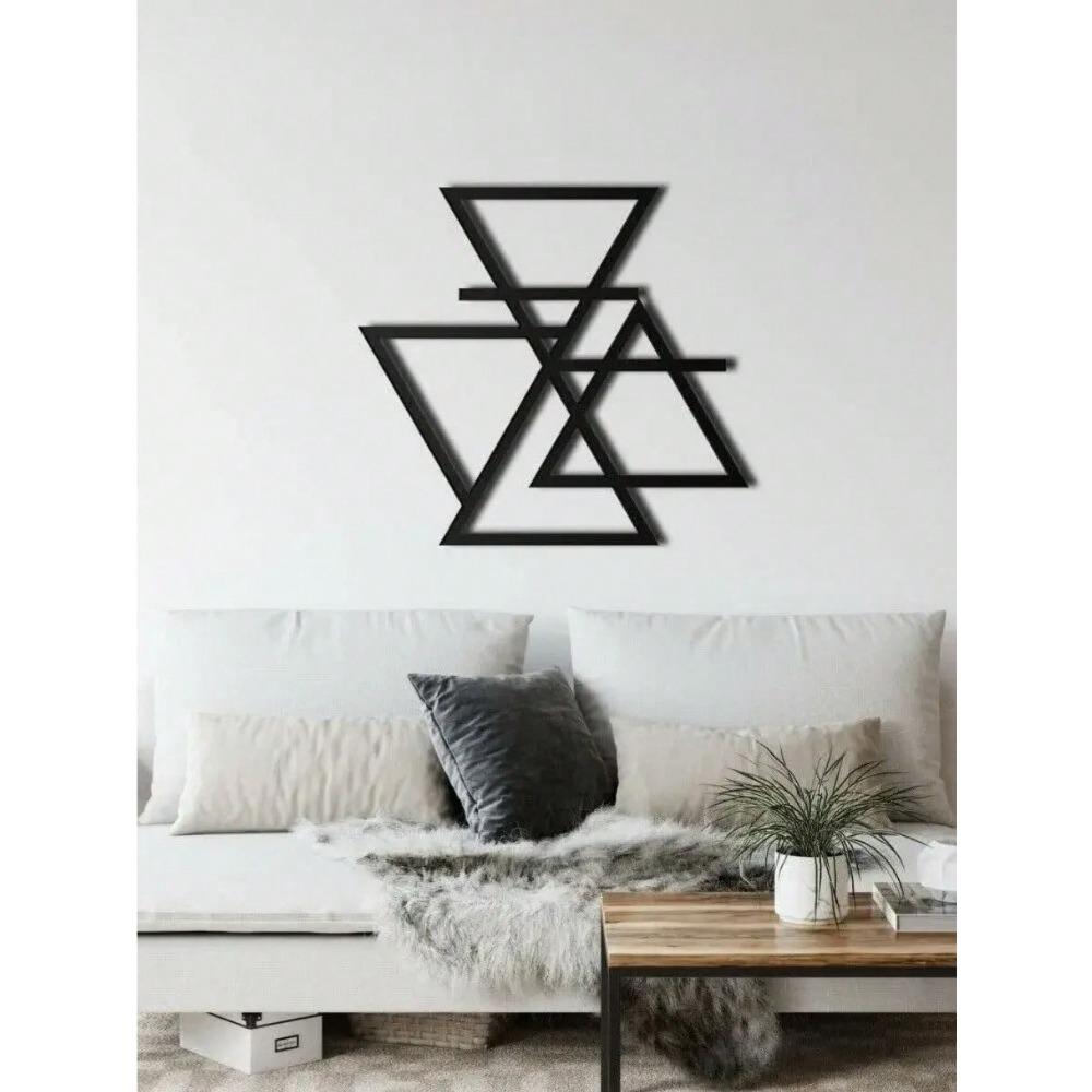 1 pc black geometric metal wall decor, minimalist design for living room, bedroom, office
