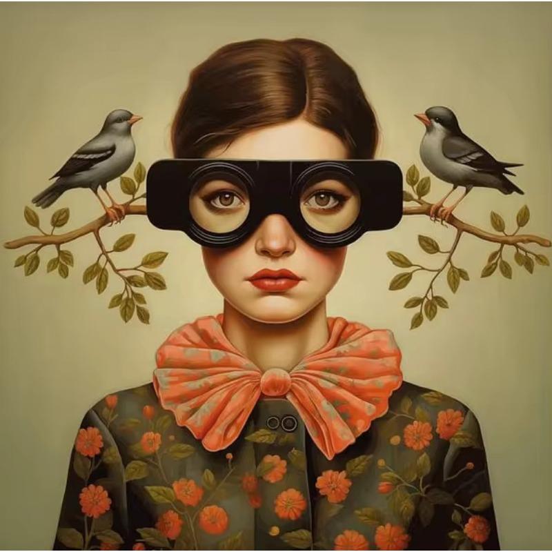 Dreamy Mysterious Girl Aesthetic Art Canvas Painting Surrealism Flowers Girls Posters Prints Morden Room Home Decor Mural