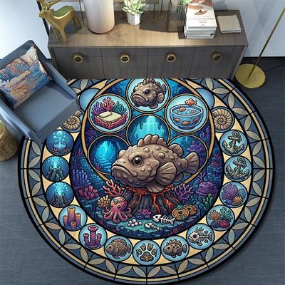 Underwater Marine Life Round Area Rug Under Office Chairs Bedroom Living Room Home Decor