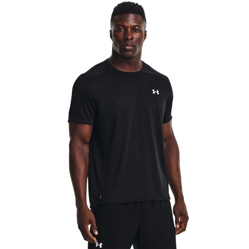 Under Armour Solid Color Logo Print Crew Neck Short Sleeve T-Shirt Men Tops Black 1369743-001