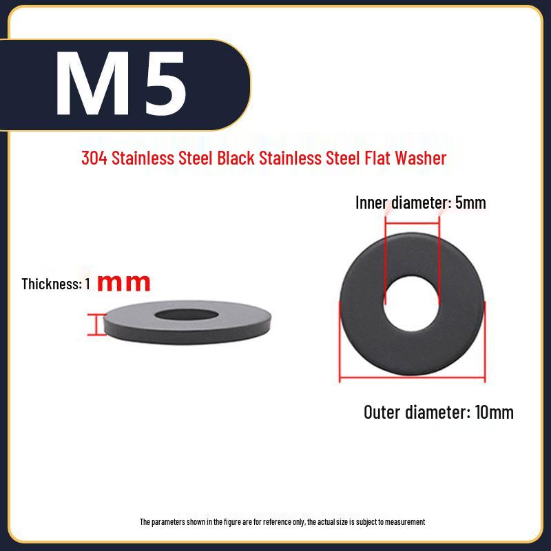 Yigu Yigu Stainless Steel Black Gasket Washer M3M4 Flat Screw Washer