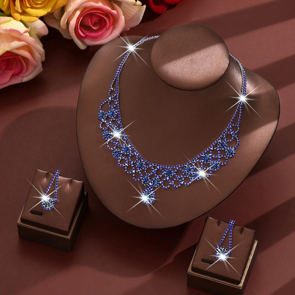 3pcs Bohemian Luxury Style Elegant Women's Rhinestone Necklace Earring Set Weddings Birthdays Beach Parties Dresses Accessories