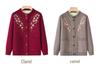 Embroidered Velvet Cardigan for Middle-aged & Elderly Women - Cozy Winter Sweater