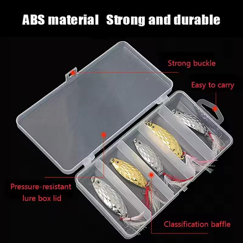 Transparent 5 Compartments Fishing Tackle Box Storage Case Fly Fishing Lure Spoon Hook Bait Case Boxes Fishing Accessories Tools