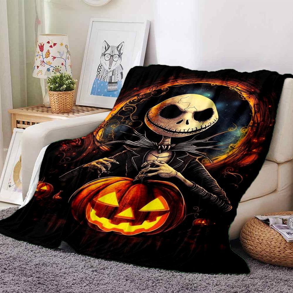 Nightmare Before Christmas Jack Flannel Blanket Super Soft Warm Cozy Blanket For Sofa Bed Office Travel Allseason Home Decor Gift