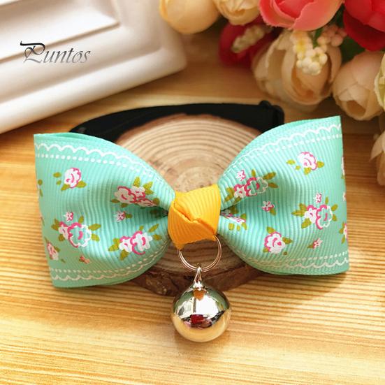 Bowknot Metal Bell Pendant Fashion Printed Pet Dog Cats Puppy Bow Tie Collar