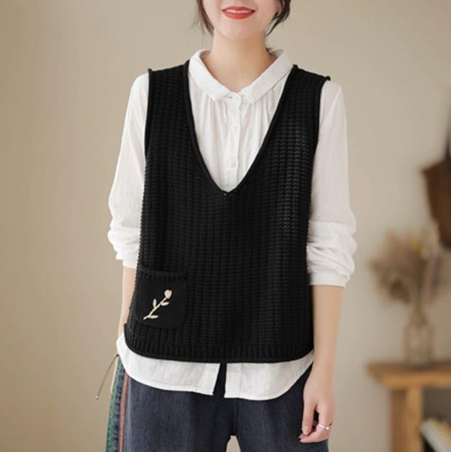 

Вязаный жилет женский осень зима вязаный свитер корейский стиль свободный ретро жилет без рукавов куртка One szie