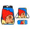 Cartoon Pattern Capybara Backpack Shoulder Bag Pencil Case Three Set Piece