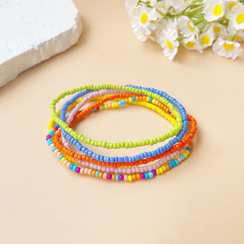Bohemian Miyuki Seed Bead Colorful Handmade Elastic Anklet