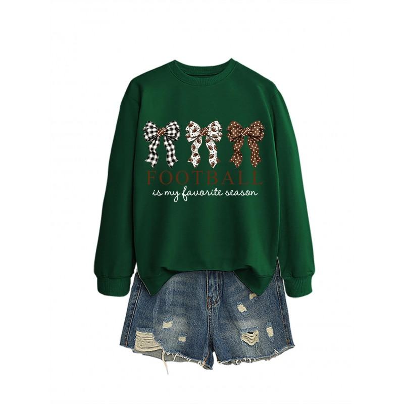 Womens Casual Loose Fit Crewneck Sweatshirt Football Print Everyday Wear