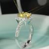 Exquisite Luxury Micro-inlay Zircon Square Four Claw Yellow Crystal Stainless Steel Rings for Women Bride Wedding Charm Jewelry