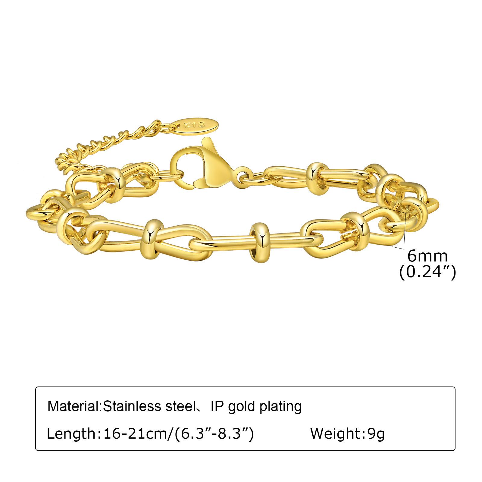 

Ladies Stainless Steel Embossed Thick Chain Gold Bracelet 2290