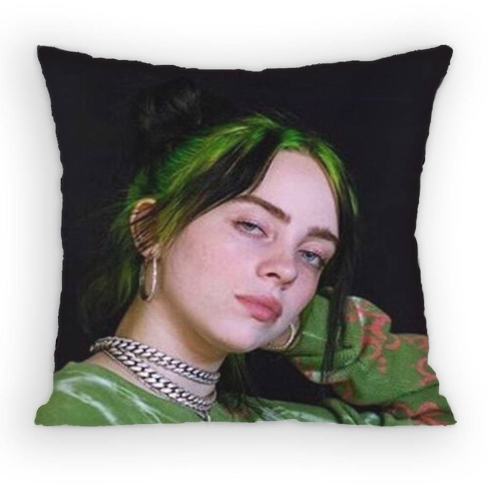 Billie Eilish Blue Pillow Case Sofa Living Room Bedroom Headboard Backrest Cushion Square Cushion Nap Time