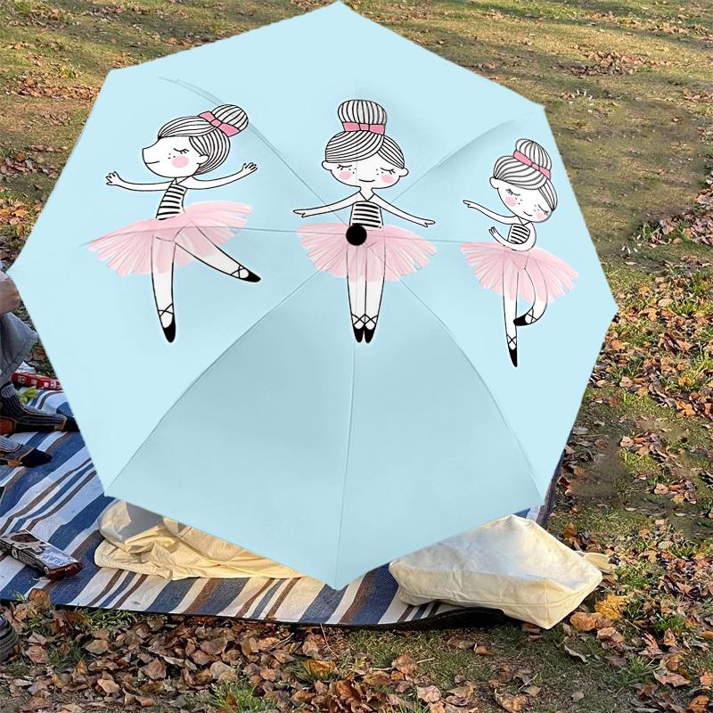1PC Ballerina Ballet Umbrella-8-Rib Reinforced Portable Folding Travel Suitable for All Seasons Outdoor Daily Use-G407