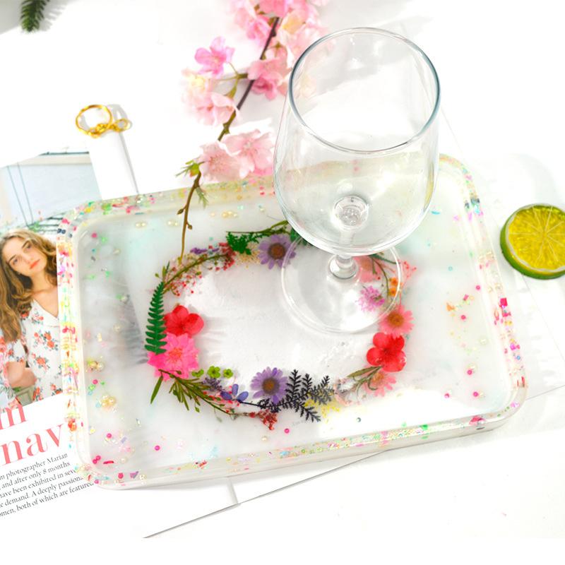 Rectangle Pot Tray Epoxy Resin Mold Storage Plate Dinner Dish Tray Mold Large Plate Resin Casting Silicone Mold Craft