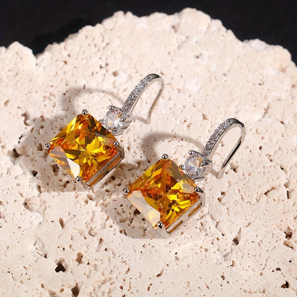 Изысканные висячие серьги-крючки с цитрином — фото 4