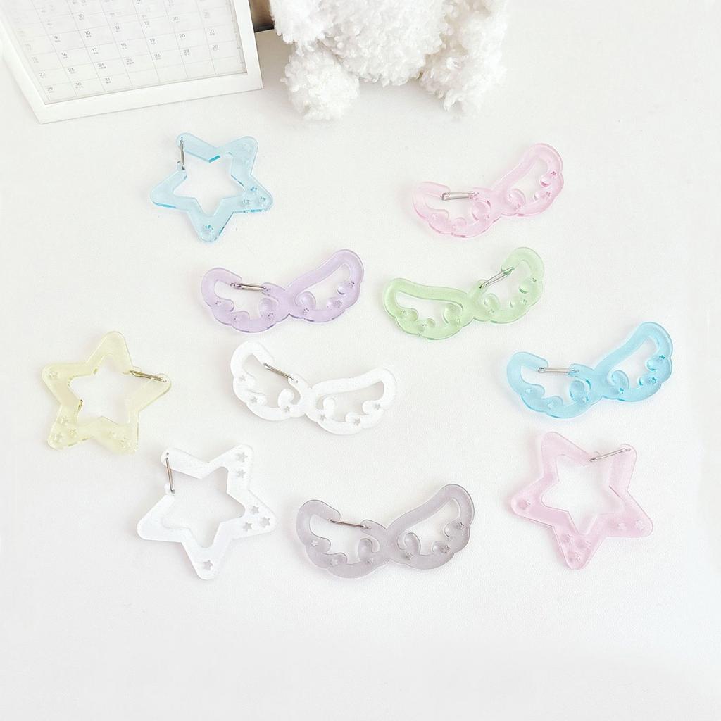Acrylic Wing/Stars Shape Carabiner Hook Clips Card Holder Keychain Portable Outdoor Keyring Hook Backpack Pendant Gifts
