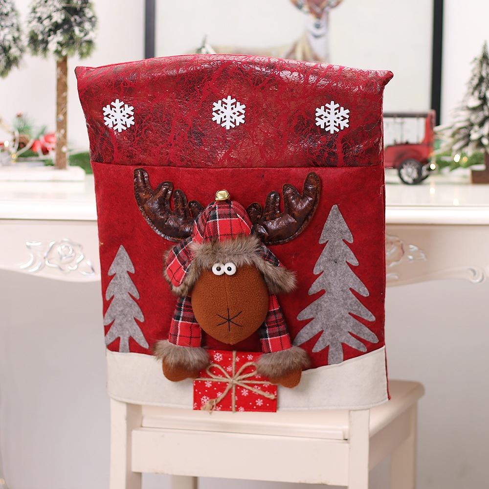 Christmas Festive Chair Cover Set Santa Claus Snowman Reindeer Decorate Your Kitchen