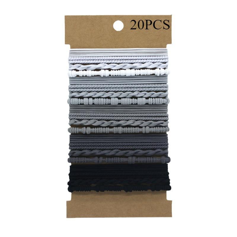20 Pcs Boho Bracelet Hair Ties for Women Elastic Hair Rubber Bands Girls Black Bracelet  Hair Rope Ponytail Holder Hairbands