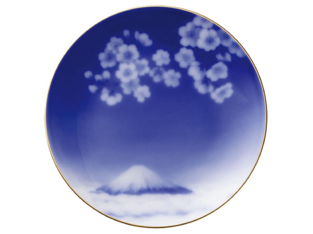 Okura Pottery Art, Cherry Blossom Viewing Fuji, 16cm Plate, Made in Japan, 34H/8821