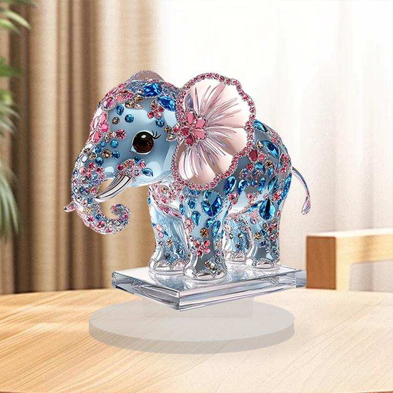 Cartoon Elephant Ornament Acrylic Home Decor Living Room Bedroom Desktop Ornament