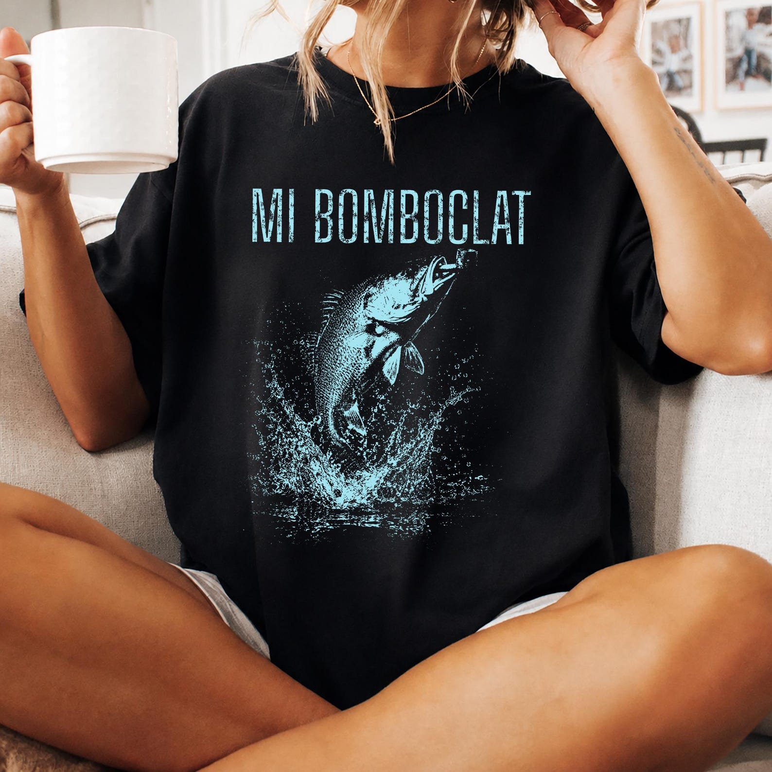 Mi Bomboclat Fish Shirt, Vintage Bass Fish Meme Graphic Tee, Retro Fisherman Humor Apparel, Silly Fish Gag Y2k Shirt XL