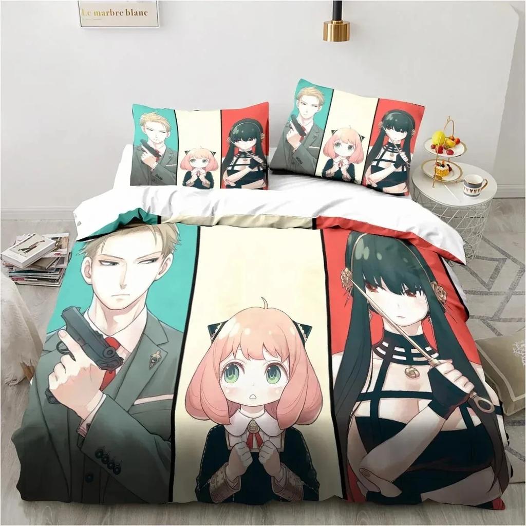 SPY×FAMILY Anime Täcke Sängkläder Set Tecknad Påslakan Örngott Full Size Queen King Quiltöverdrag Enkelsäng Dubbelsäng A