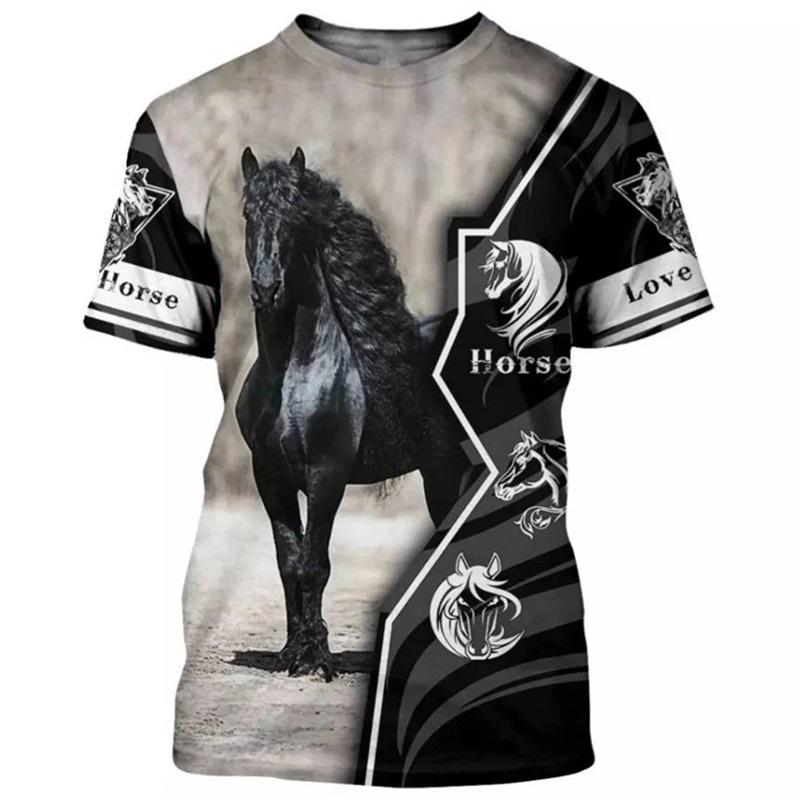 Fashion Love Horse Animal Pattern Tshirt For Men 3D Print Men's Harajuku O-Neck Short Sleeve Oversized Tee Shirts Tops