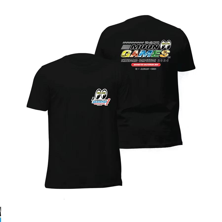 Classic American Tuner Car Culture Mooneyes Moon Graphic Print T-shirt Men Women High-street Hip Hop Fashion Loose Casual Oversized Top Summer New Tee