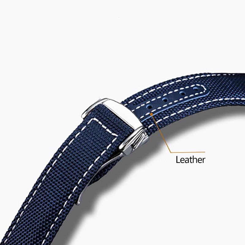 19mm 20mm Woven Canvas Watch Band Strap For Omega Seamaster 300 AT150 Fabric Leather Nylon AQUA TERRA 150 Blue Black Watchband