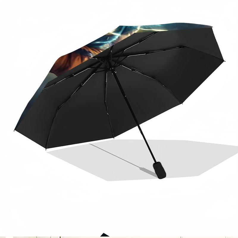 DRAGON BALL Print Automatic Open Close Umbrella, Portable Foldable Umbrella, for Outdoor Commute Camping Trip, Ideal Birthday Gift