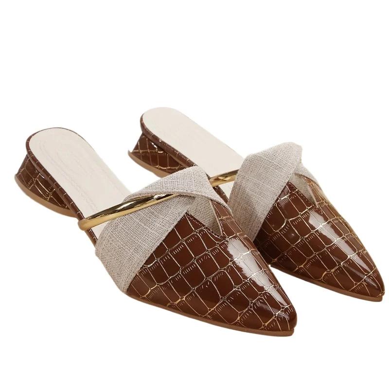 2025 New Ladies Shoes Closed Toe Women's Slippers Color Matching Dress Slippers Women Summer Plus Size Shoes for Women