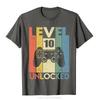Level 10 Unlocked T-Shirt Funny Video Gamer 10th Birthday Gift Sweatshirt Tops Tees Cotton Men T Shirt Funny Casual Tshirt