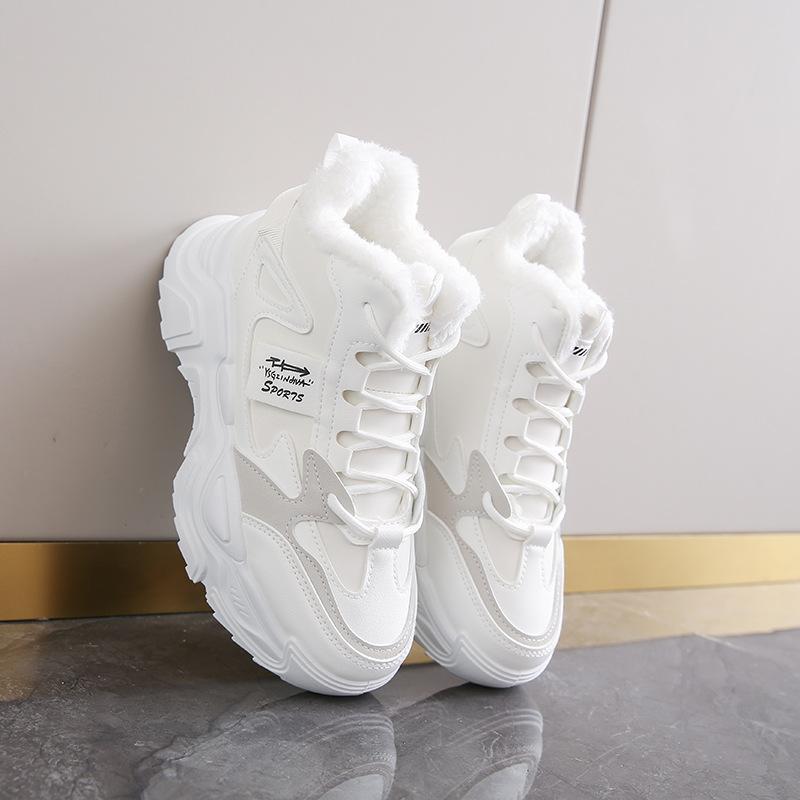 Cipők Női téli bársony vastagított apa pamutcipők vastag talpú magas szárú sport meleg hótaposók