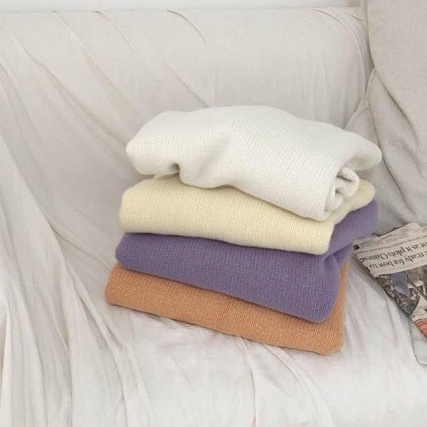 Korean Sweater Women's Loose Knit Sweater Lazy Style Pullover Sweater Round Neck Sweater Autumn and Winter