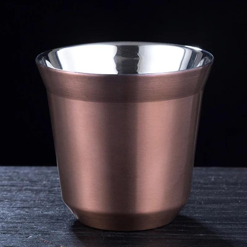 80ML Stainless Steel Espresso Cup Set Double Wall 304 Stainless Steel Small Coffee Cup Capsule Milk Mug Double Wall Insulated