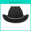 Eva Material Halloween Sparkling Diamond Cowboy Hat With Sewn Edges For Festive Costume Events